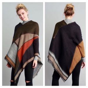 Color Block Poncho, Blanket Scarf